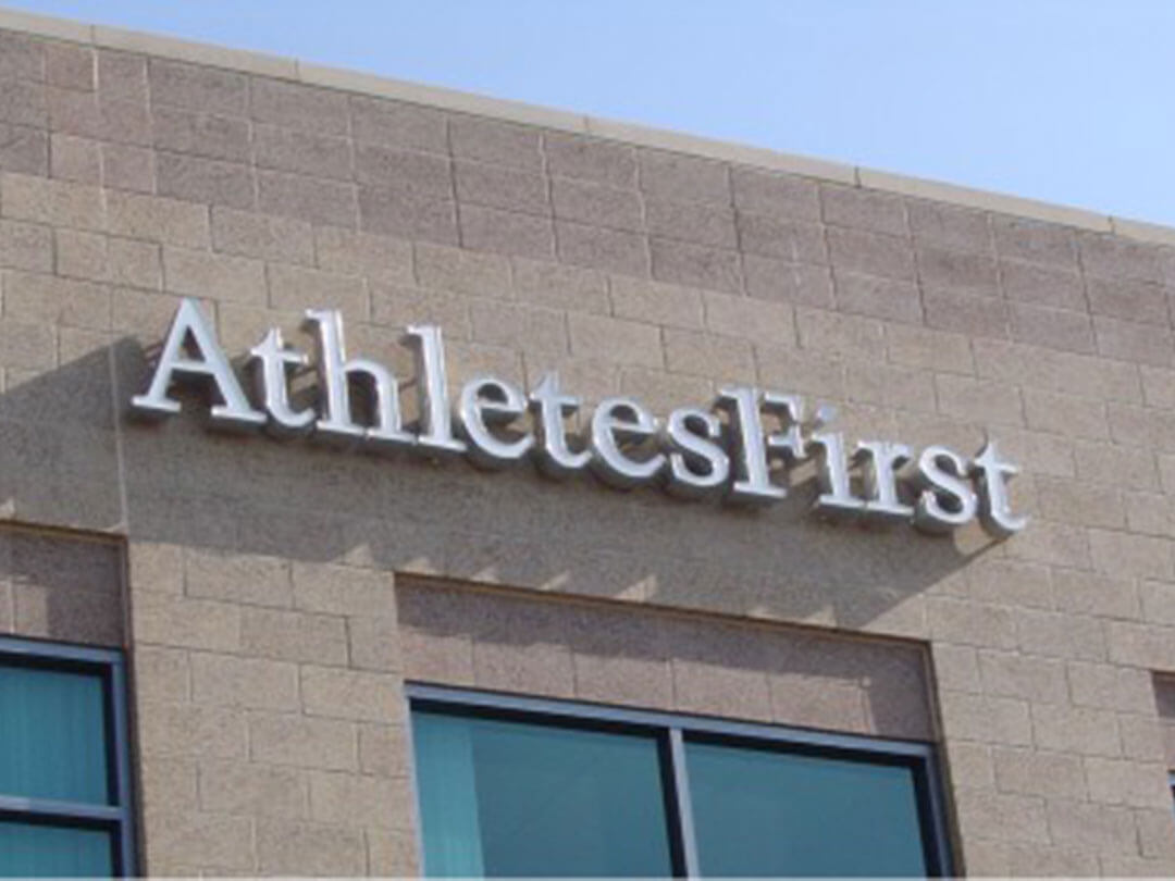 Athletes First Building Sign